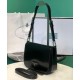 Fake Prada Brushed leather shoulder bag 1BD308 Black Replica Replica Prada Brushed leather shoulder bag 1BD308 Black