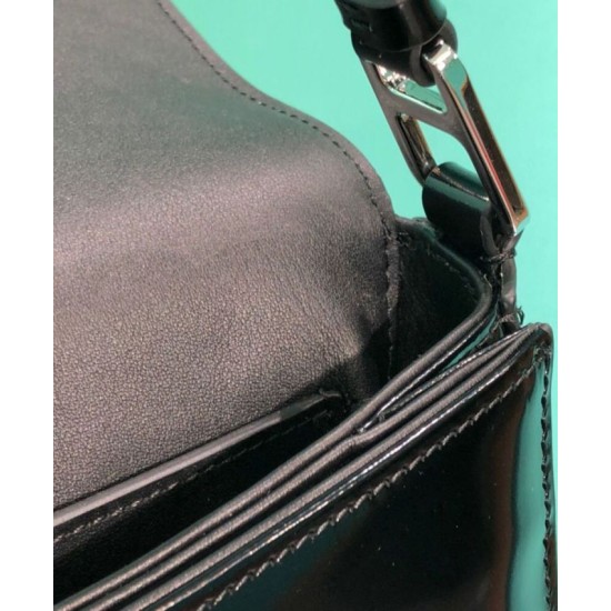 Fake Prada Brushed leather shoulder bag 1BD308 Black Replica Replica Prada Brushed leather shoulder bag 1BD308 Black