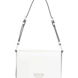 Fake Prada Brushed leather shoulder bag 1BD308 White Replica