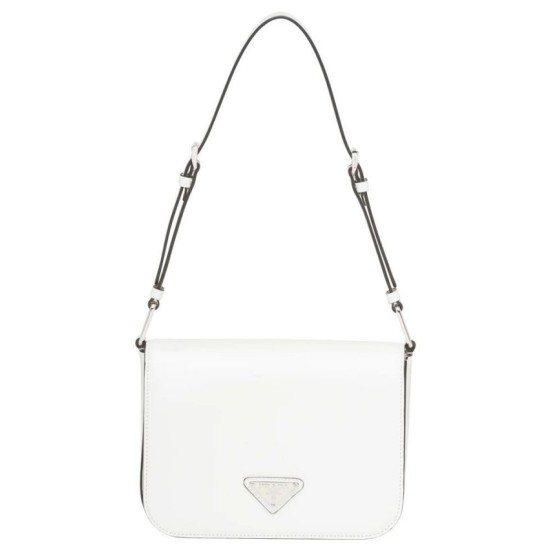 Fake Prada Brushed leather shoulder bag 1BD308 White Replica Fake Prada Brushed leather shoulder bag 1BD308 White Replica