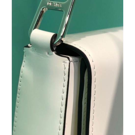 Fake Prada Brushed leather shoulder bag 1BD308 White Replica Fake Prada Brushed leather shoulder bag 1BD308 White Replica