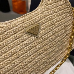 Fake Prada Re-Edition 2005 Raffia Bag 1BH204 Apricot Replica