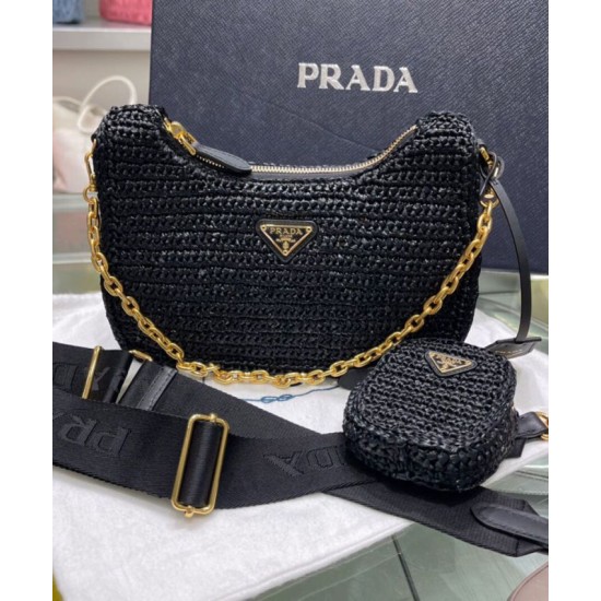 Replica Prada Re-Edition 2005 Raffia Bag 1BH204 Black Replica Prada Re-Edition 2005 Raffia Bag 1BH204 Black
