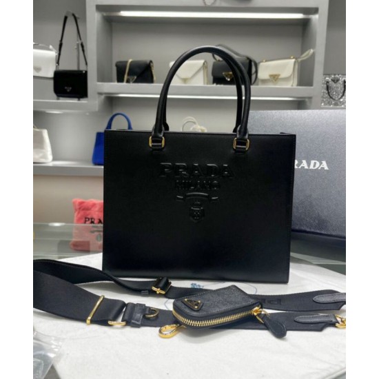 Fake Prada Medium Saffiano Leather Handbag 1BA337 Black Replica Replica Prada Medium Saffiano Leather Handbag 1BA337 Black