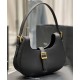 Replica YSL Saint Laurent Le Fermoir Hobo Bag In Shiny Leather Black
