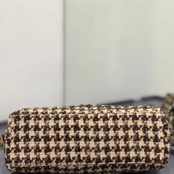 Replica YSL Saint Laurent Puffer Small Checkered Tweed And Lambskin Handbag Cream