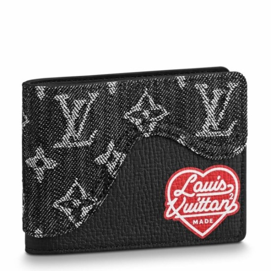 Fake Louis Vuitton Slender Wallet Monogram Denim Leather M81020 Replica