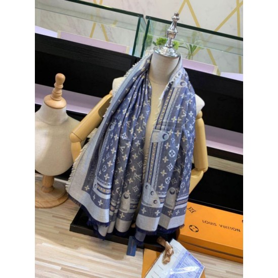 Replica Louis Vuitton Studdy Denim Monogram Shawl 140 M73698