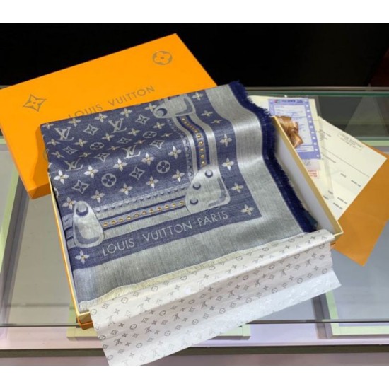 Replica Louis Vuitton Studdy Denim Monogram Shawl 140 M73698