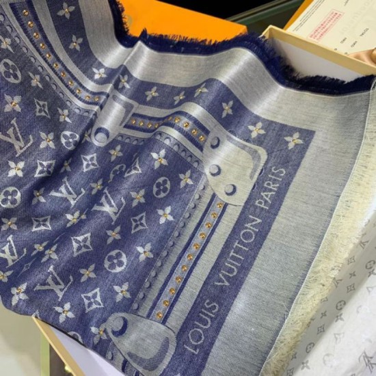 Replica Louis Vuitton Studdy Denim Monogram Shawl 140 M73698