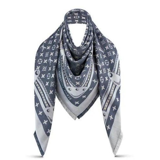 Replica Louis Vuitton Studdy Denim Monogram Shawl 140 M73698