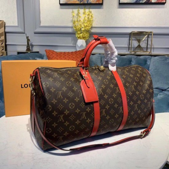 Fake Louis Vuitton Keepall Bandouliere 50 Monogram Red M44740 Replica Replica Louis Vuitton Keepall Bandouliere 50 Monogram Red M44740