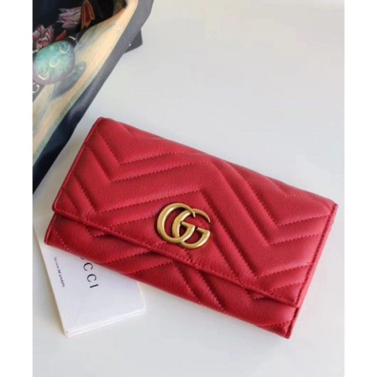Fake Gucci GG Marmont continental wallet 443436 Red Replica Replica Gucci GG Marmont continental wallet 443436 Red