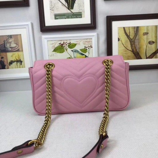 Replica Gucci GG Marmont Matelassé Mini Bag 446744 Pink Fake Gucci GG Marmont Matelassé Mini Bag 446744 Pink Replica