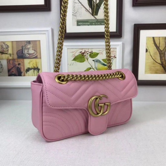 Replica Gucci GG Marmont Matelassé Mini Bag 446744 Pink Fake Gucci GG Marmont Matelassé Mini Bag 446744 Pink Replica