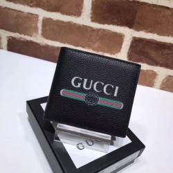 Replica Gucci Print leather bi-fold wallet 496309 Black