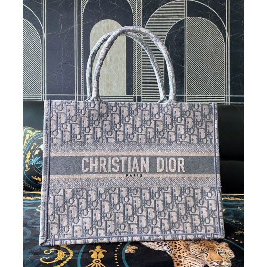 Replica Christian Dior Small Book Tote With Dior Oblique Embroidery Gray Fake Christian Dior Small Book Tote With Dior Oblique Embroidery Gray Replica
