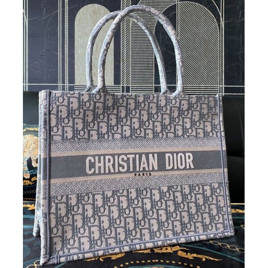 Replica Christian Dior Small Book Tote With Dior Oblique Embroidery Gray Fake Christian Dior Small Book Tote With Dior Oblique Embroidery Gray Replica