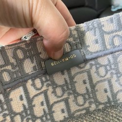 Fake Christian Dior Small Book Tote With Dior Oblique Embroidery Gray Replica