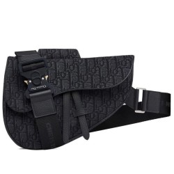 Replica Christian Dior Oblique Saddle Bag Black