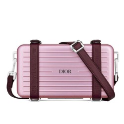 Replica Christian Dior And Rimowa Aluminum Personal Clutch On Strap Pink
