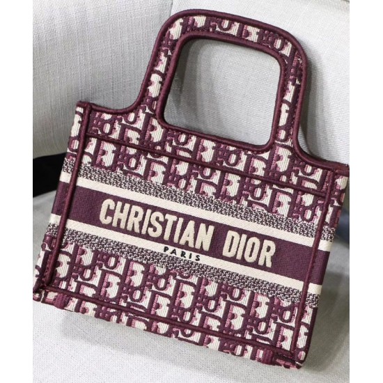 Fake Christian Dior Mini Book Tote Original Dior Oblique Embroidered Canvas Bag Red Replica Replica Christian Dior Mini Book Tote Original Dior Oblique Embroidered Canvas Bag Red