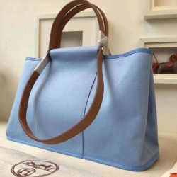 Fake Hermes Cabag Elan Bag In Celeste Canvas Replica