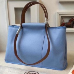 Fake Hermes Cabag Elan Bag In Celeste Canvas Replica