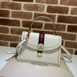 Replica Gucci Ophidia Small Top Handle Bag With Web 652683 White