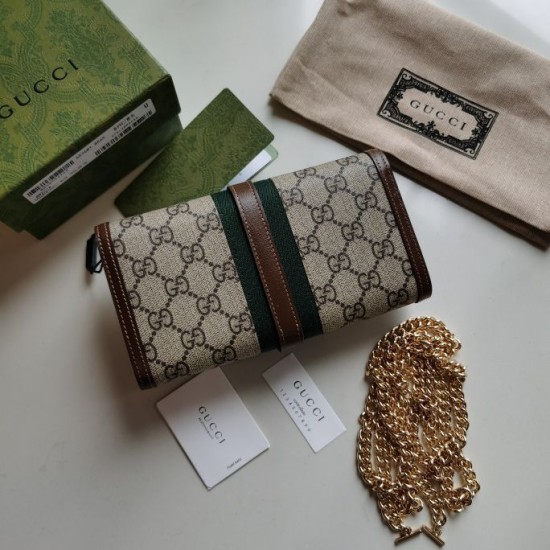 Fake Gucci Jackie 1961 Chain Wallet 652681 Brown Replica Fake Gucci Jackie 1961 Chain Wallet 652681 Brown Replica