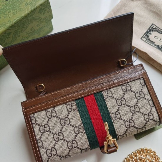 Fake Gucci Jackie 1961 Chain Wallet 652681 Brown Replica Fake Gucci Jackie 1961 Chain Wallet 652681 Brown Replica