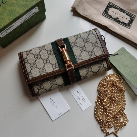 Fake Gucci Jackie 1961 Chain Wallet 652681 Brown Replica Fake Gucci Jackie 1961 Chain Wallet 652681 Brown Replica