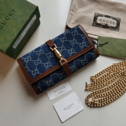 Fake Gucci Jackie 1961 Chain Wallet 652681 Blue Replica