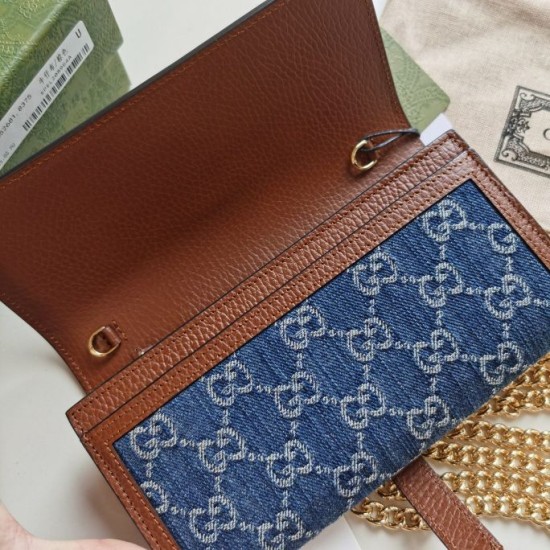 Fake Gucci Jackie 1961 Chain Wallet 652681 Blue Replica Fake Gucci Jackie 1961 Chain Wallet 652681 Blue Replica