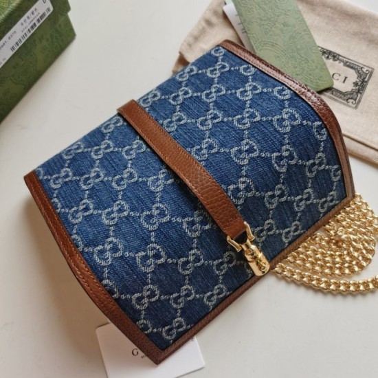 Fake Gucci Jackie 1961 Chain Wallet 652681 Blue Replica Fake Gucci Jackie 1961 Chain Wallet 652681 Blue Replica