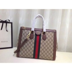 Fake Gucci Ophidia GG medium top handle bag 524537 Dark Coffee Replica