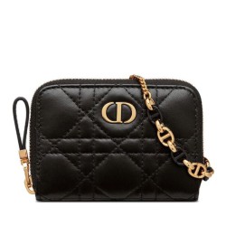 Replica Christian Dior Mini Dior Caro Zipped Pouch Black