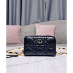 Replica Christian Dior Mini Dior Caro Zipped Pouch Black Replica Christian Dior Mini Dior Caro Zipped Pouch Black