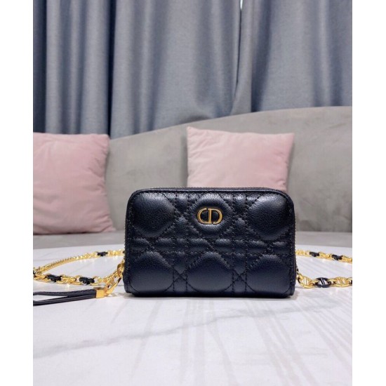 Replica Christian Dior Mini Dior Caro Zipped Pouch Black Replica Christian Dior Mini Dior Caro Zipped Pouch Black