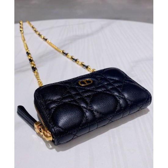 Replica Christian Dior Mini Dior Caro Zipped Pouch Black Replica Christian Dior Mini Dior Caro Zipped Pouch Black