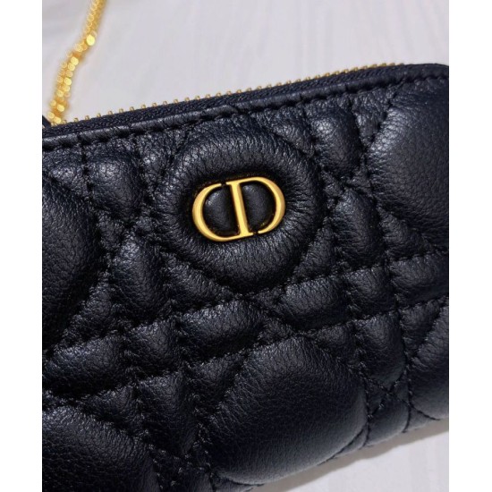 Replica Christian Dior Mini Dior Caro Zipped Pouch Black Replica Christian Dior Mini Dior Caro Zipped Pouch Black