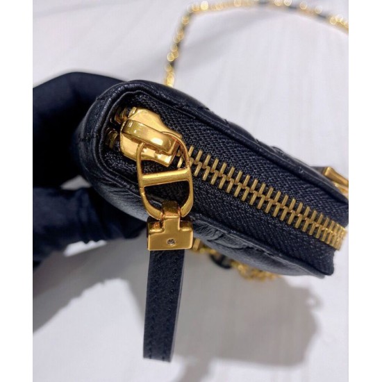 Replica Christian Dior Mini Dior Caro Zipped Pouch Black Replica Christian Dior Mini Dior Caro Zipped Pouch Black