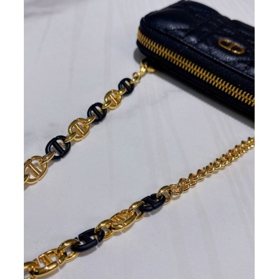 Replica Christian Dior Mini Dior Caro Zipped Pouch Black Replica Christian Dior Mini Dior Caro Zipped Pouch Black