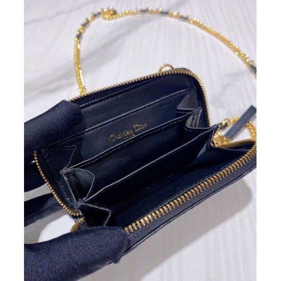 Replica Christian Dior Mini Dior Caro Zipped Pouch Black Replica Christian Dior Mini Dior Caro Zipped Pouch Black