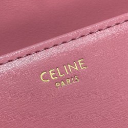Replica Celine Chain Shoulder Bag Triomphe In Shiny Calfskin Pink