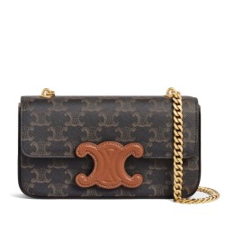 Fake Celine Chain Shoulder Bag Cuir Triomphe 199242 Henna Replica