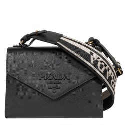 Replica Prada Monochrome Saffiano And Leather Bag Black