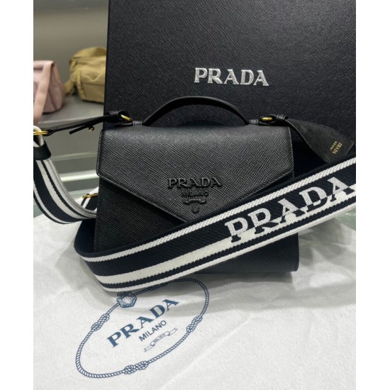 Replica Prada Monochrome Saffiano And Leather Bag Black Replica Prada Monochrome Saffiano And Leather Bag Black