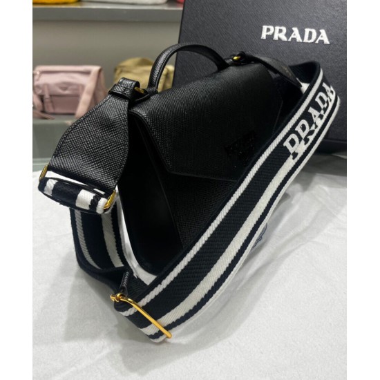 Replica Prada Monochrome Saffiano And Leather Bag Black Replica Prada Monochrome Saffiano And Leather Bag Black