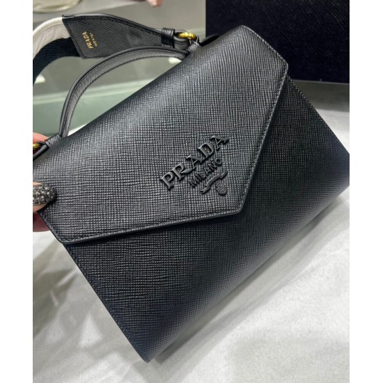 Replica Prada Monochrome Saffiano And Leather Bag Black Replica Prada Monochrome Saffiano And Leather Bag Black